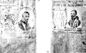 Ritratti di papa Urbano VII e papa Alessandro VII - Archivio di Montecassino, manoscritto 590 (da Salvador Salort Pons).