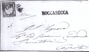 Fig. 7: Da Roccasecca a Caserta il 1861 affrancata con 2 grana, un foglio.