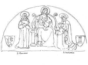 Fig. 1: La lunetta realizzata da fra Celso in un disegno di Johann Anton Ramboux (Treviri 5.10.1790 - Colonia 2.10.1866).