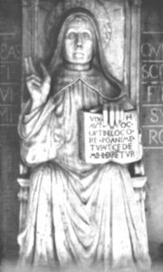 Fig. 2: Fra Celso - Statua di San Benedetto nella capellina del Sasso dei miracoli.